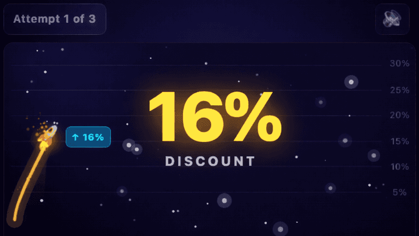 JackPop Crash game in action — customer locked in a 16% discount