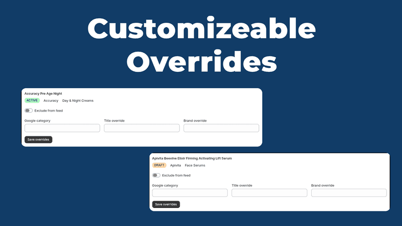 Customizeable Overrides