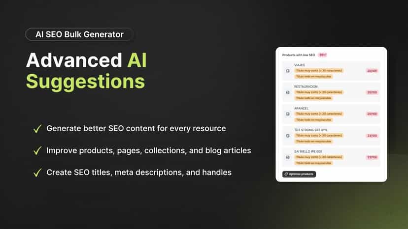 AI SEO recommendations for products and collections