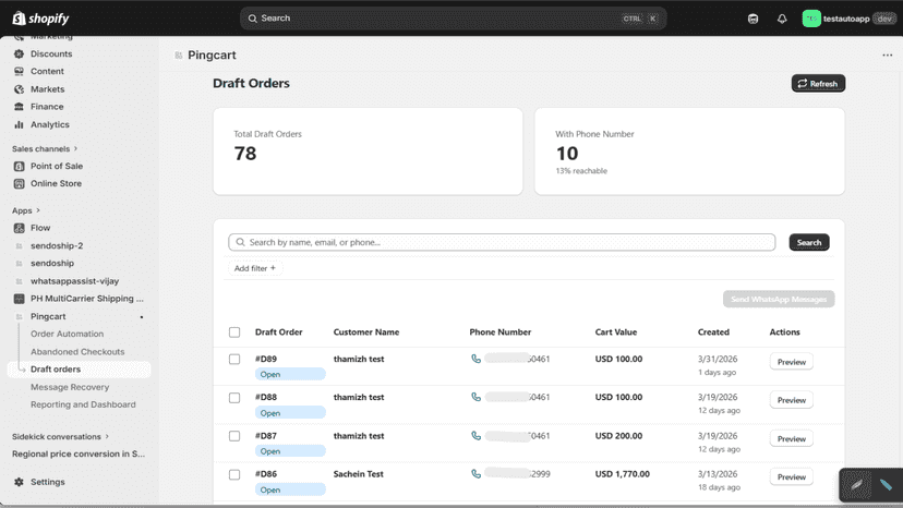 Manage the created draft order and send to your customers