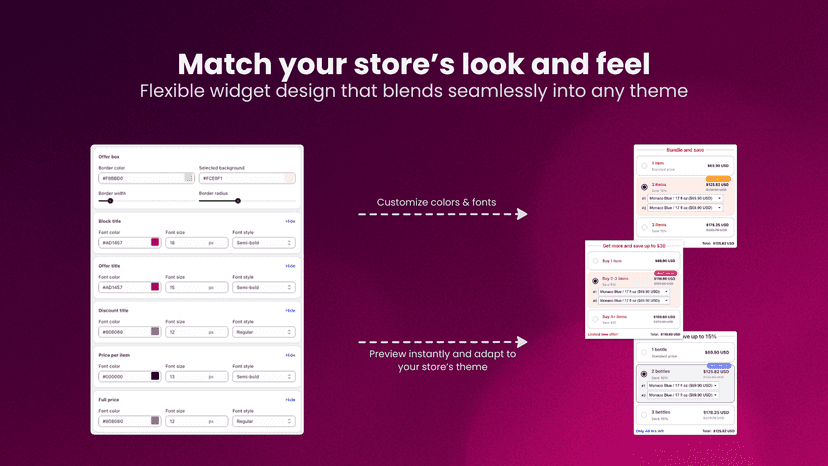 Click to design offer widget to match your store's theme