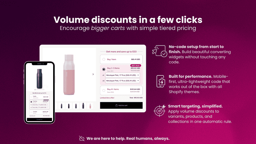 Increase oder value and cart size with volume discounts widget