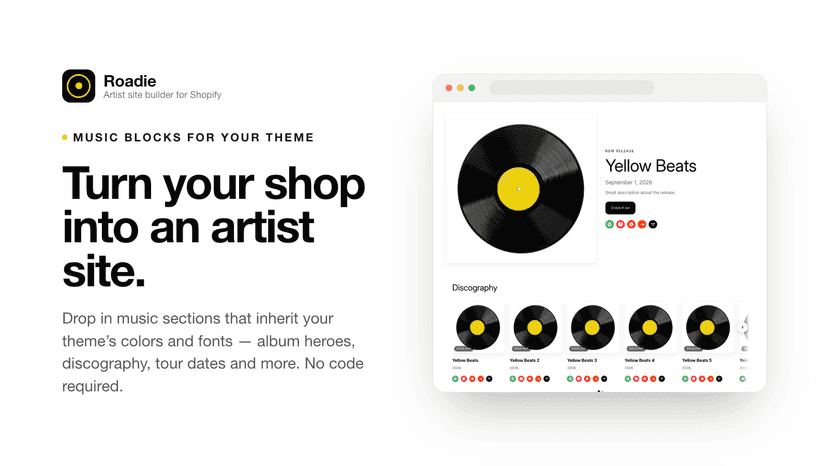 Turn your shop into an artist site