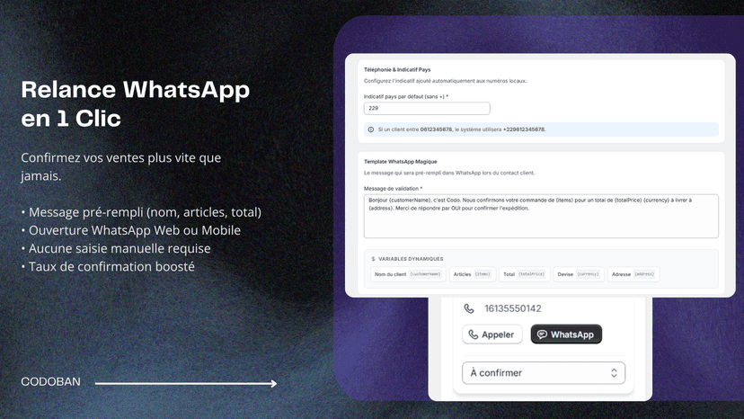 Relance WhatsApp en 1 Clic