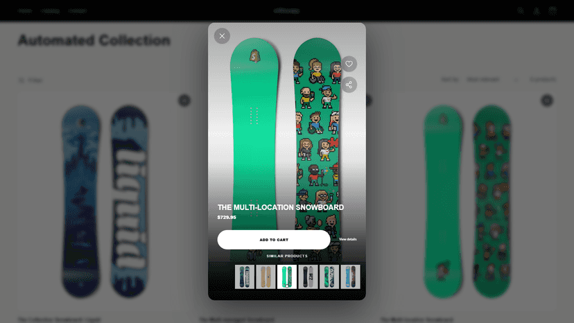 Shoppable QuickView opened from a product card