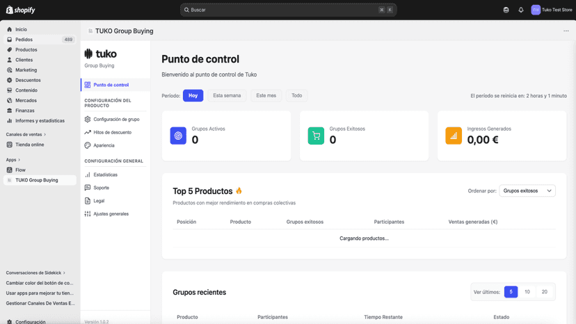 Tuko dashboard and group analytics