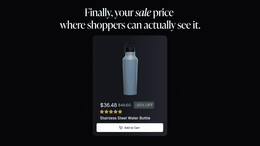 Sale price visible on product page before checkout