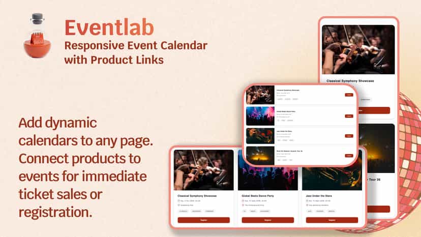 App view showing storefront calendar linked to products.