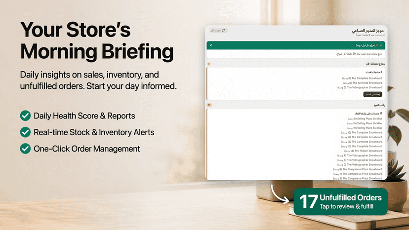 Daily store health email briefing on mobile screen