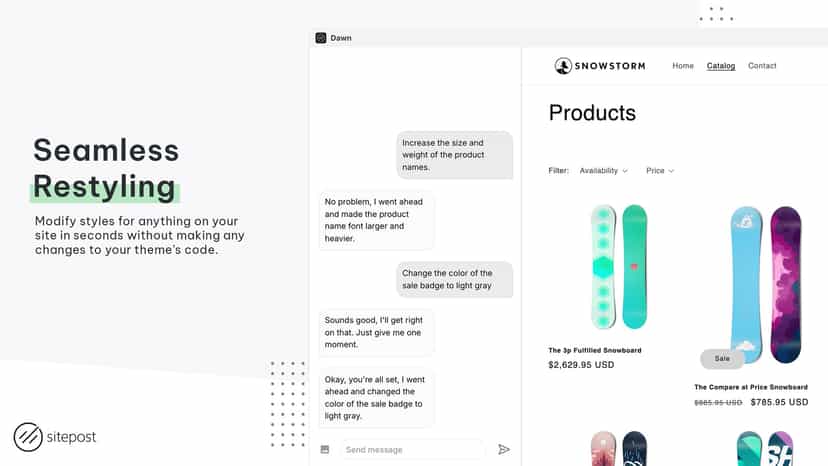 Seamless restyling without modifying theme code