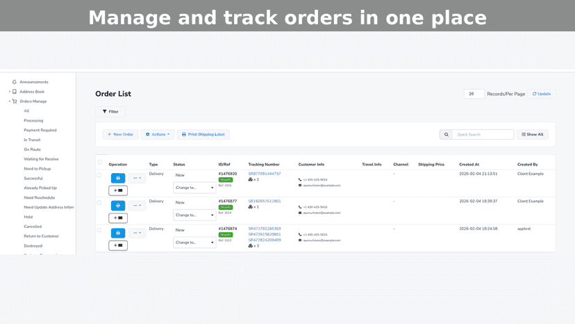 Manage and track orders in one place
