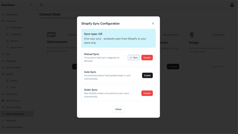 Sync your products in one click