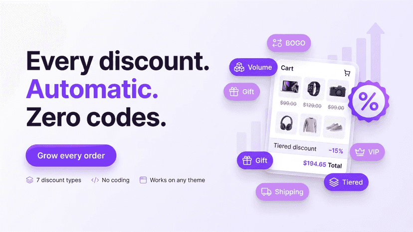 Automatic Shopify discounts applied to a cart