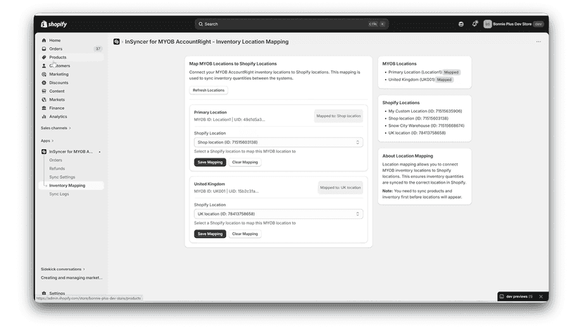 Sync Inventory from MYOB into Shopify