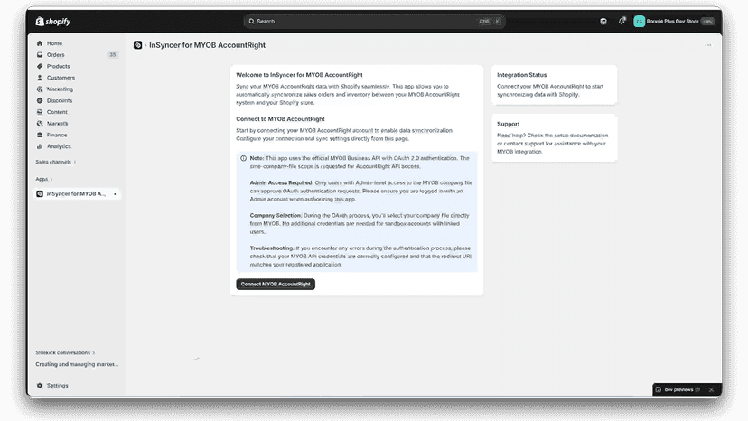 Connect to MYOB AccountRight