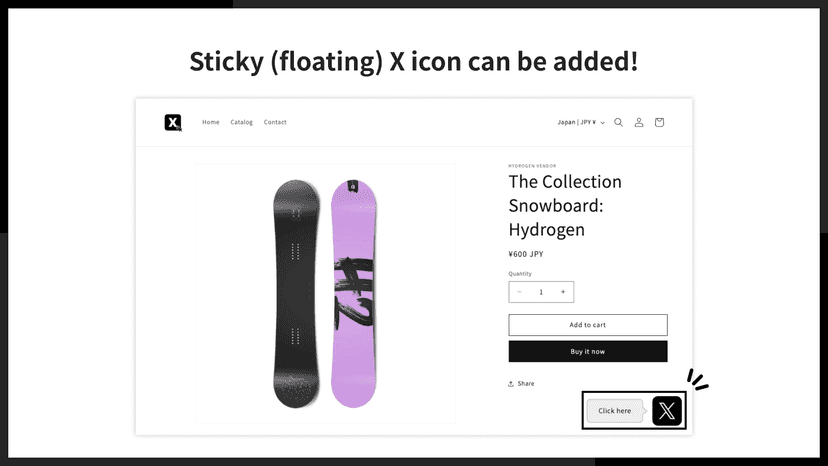 Sticky (floating) X icon can be added!