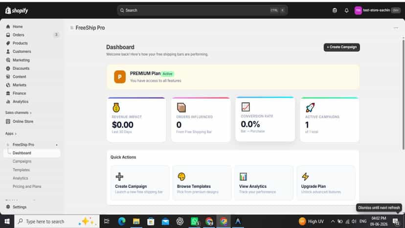 Manage free shipping campaigns from one dashboard.