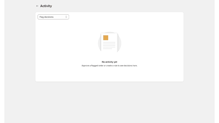 Filter the review activity trail by decision type