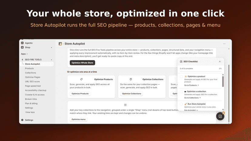 Your whole store, optimized in one click