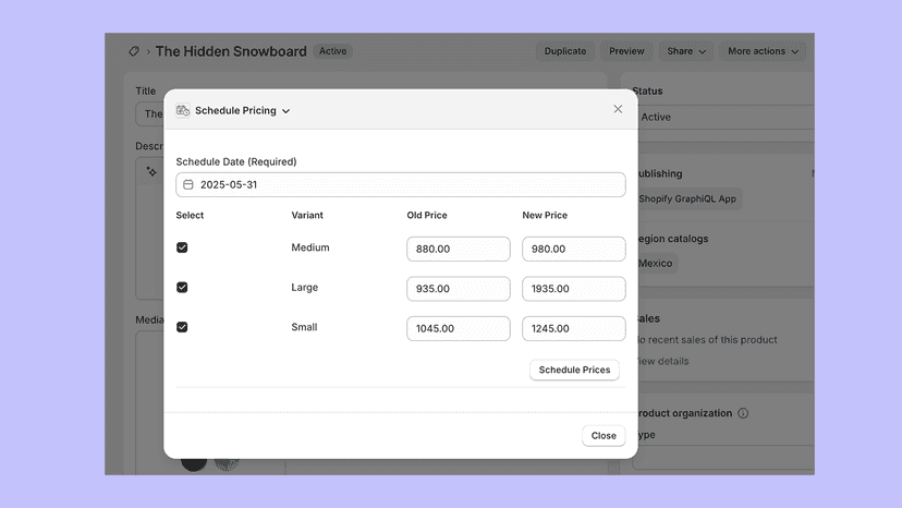 Product Schedule Form