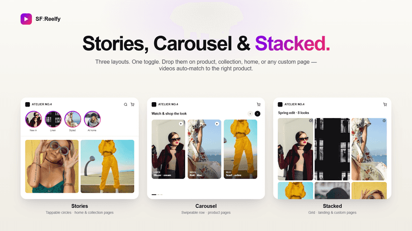 Shoppable video convert views into purchases. Multiple Widgets