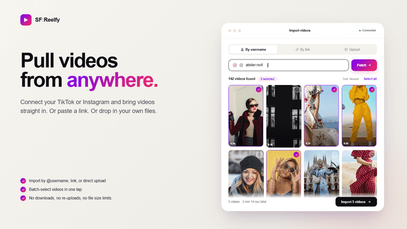 Add videos from TikTok + Instagram in minutes. Easy to setup