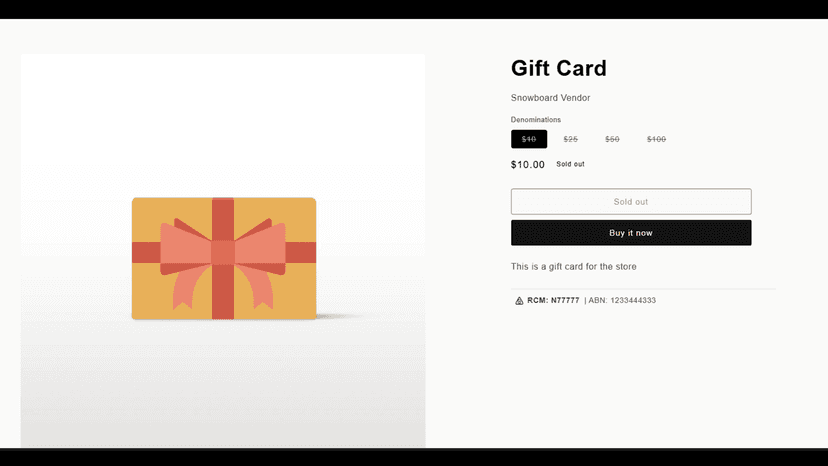 Compliance labels appear below the buy button