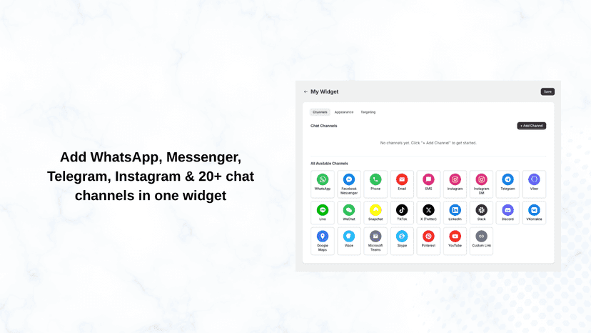 WhatsApp, Messenger, Telegram, Instagram