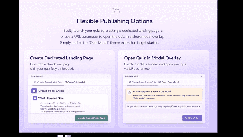 Show quizzes in a popup, embedded page, or standalone link