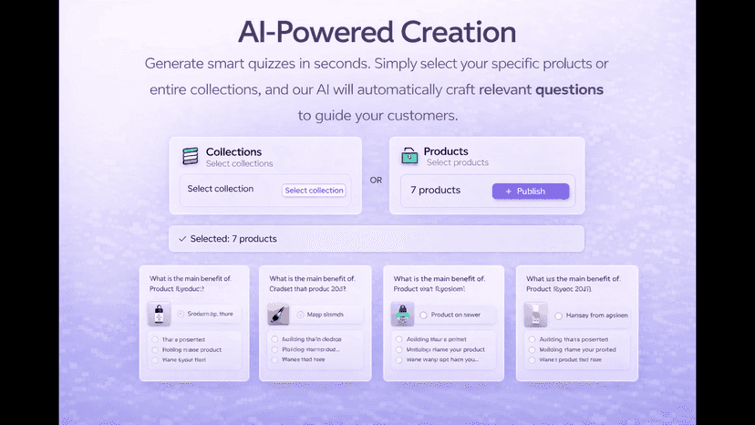 AI-generated quizzes based on store products or collections.