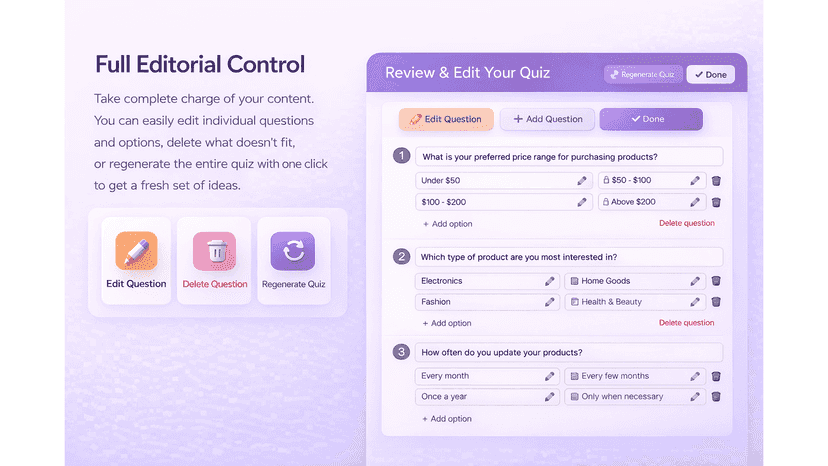 Easily manage quiz content with our custom data editor