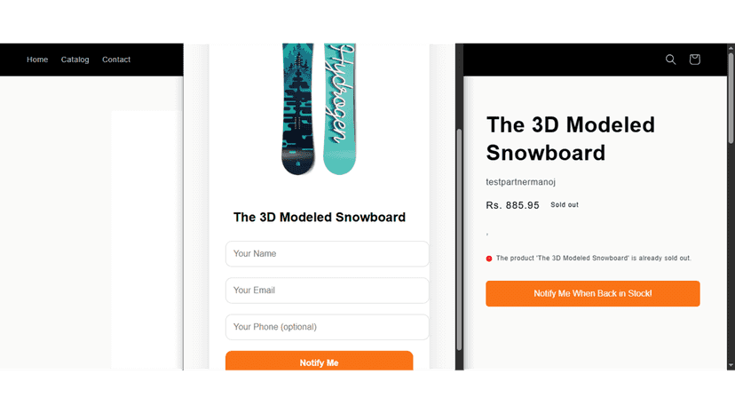 Customer sign up for back-in-stock alerts email, sms, whatsapp