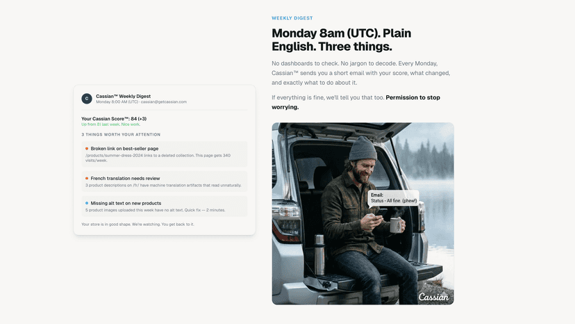 Photo of founder sitting in truck on holiday getting email