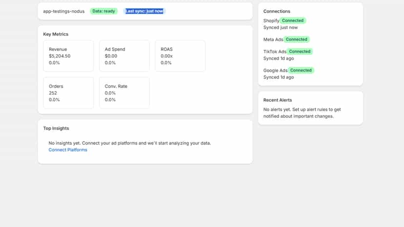 Mobile view of Peakmerce analytics dashboard on Shopify