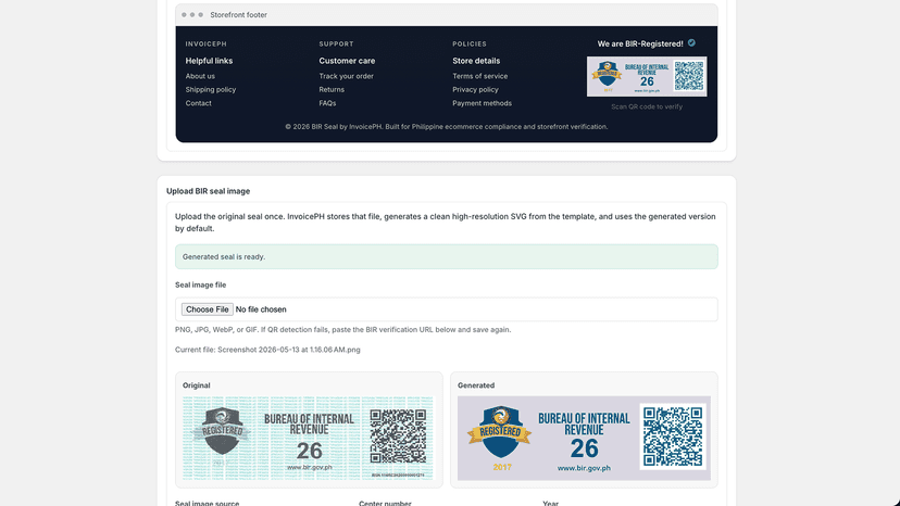 Customize your BIR registration seal