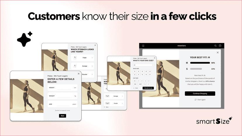 SmartSize recommends a size through simple questions