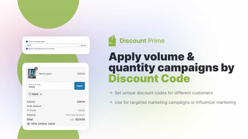 apply volume & quantity discount by discount code
