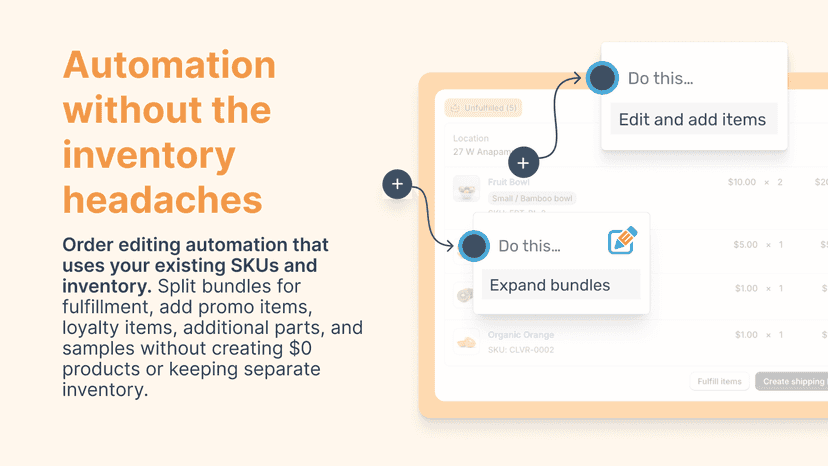 Order editing automation that doesn't require separate inventory