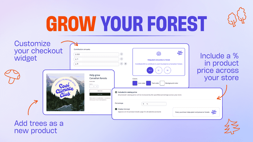 Customize your checkout widget or add trees as a new product