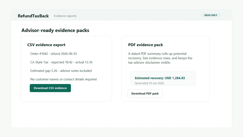 Evidence exports for advisor review