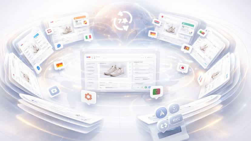Ecommerce dashboard with synced multilingual content