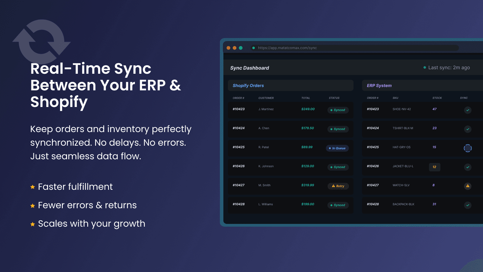 Matat comax Erp Integration