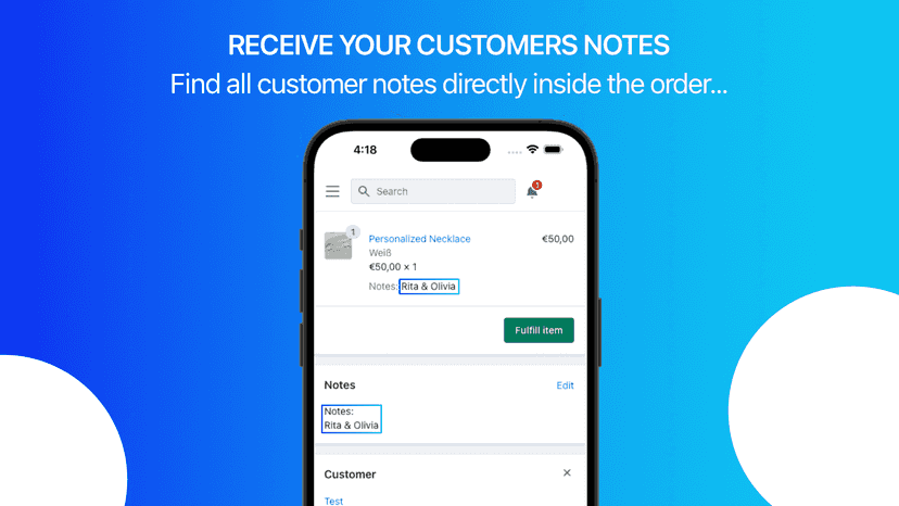 Customer notes