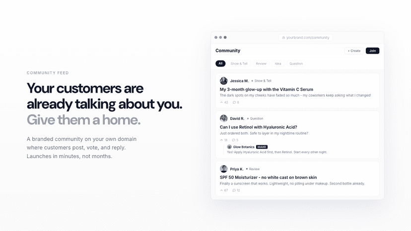 Community feed with brand and customer posts