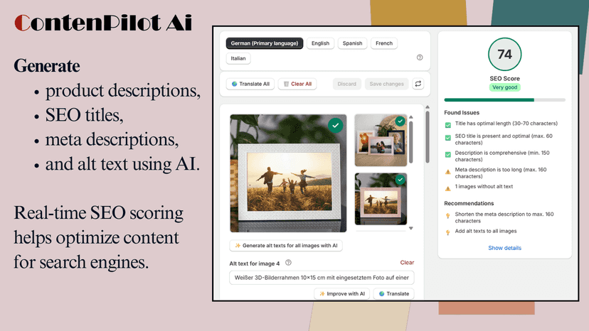 Generate product descriptions, SEO titles, etc. with Ai