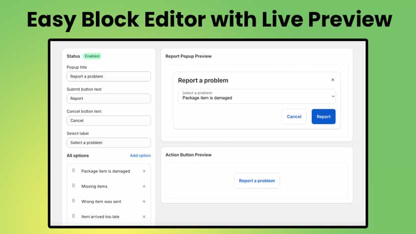 Easy block editor with live preview