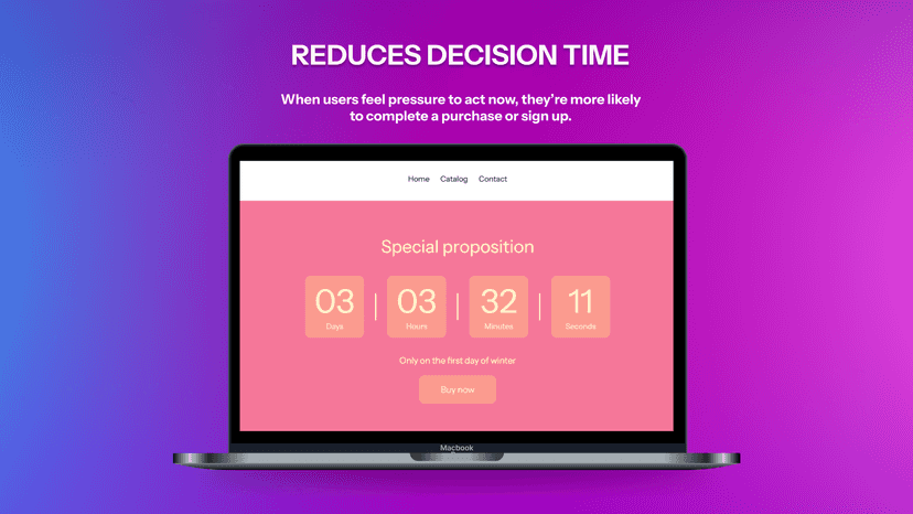 Timer in the middle of the page