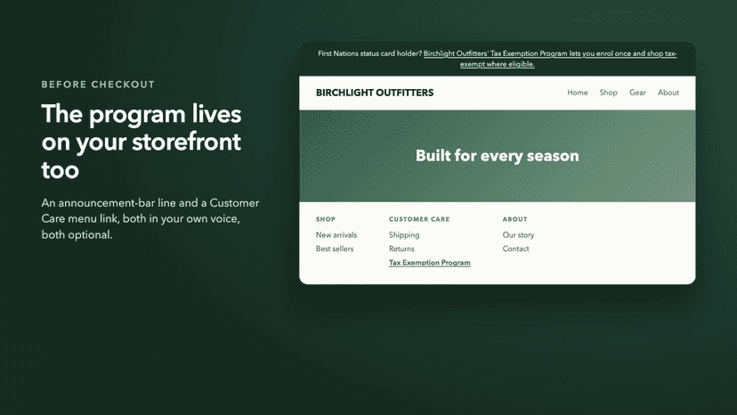 Your store's own Tax Exemption Program