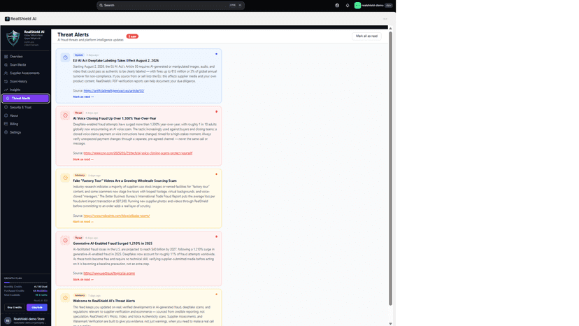 weekly threat alerts and new for new or known ai scams