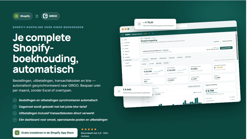 Je complete Shopify-boekhouding, volledig automatisch